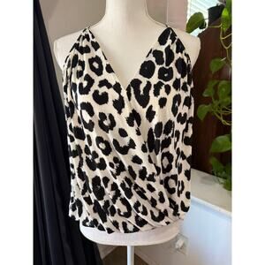 Express Leopard Print Surplice Sleeveless Blouse Top Size M